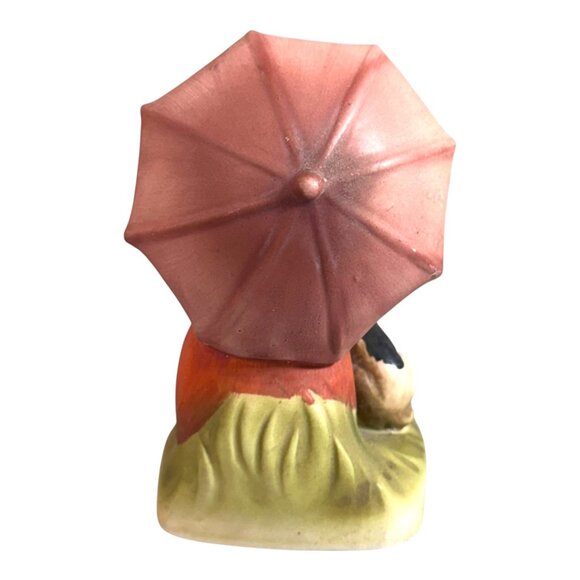 Vintage Erich Stauffer Figurine Girl Umbrella & Dog Hand-Painted Rainy Days 8343 - Picture 3 of 8